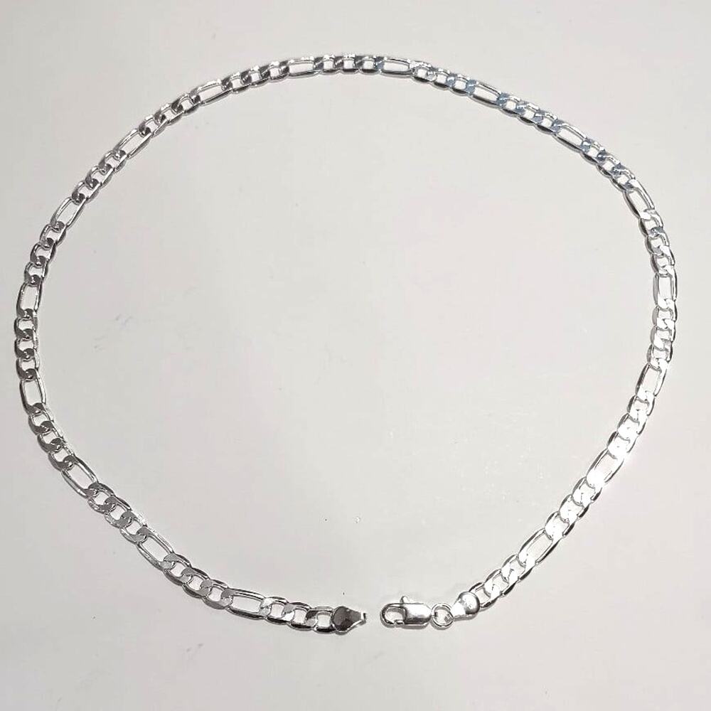 Genuine S925 Sterling Silver Necklace Figaro Chain Link Christmas Birthday - New